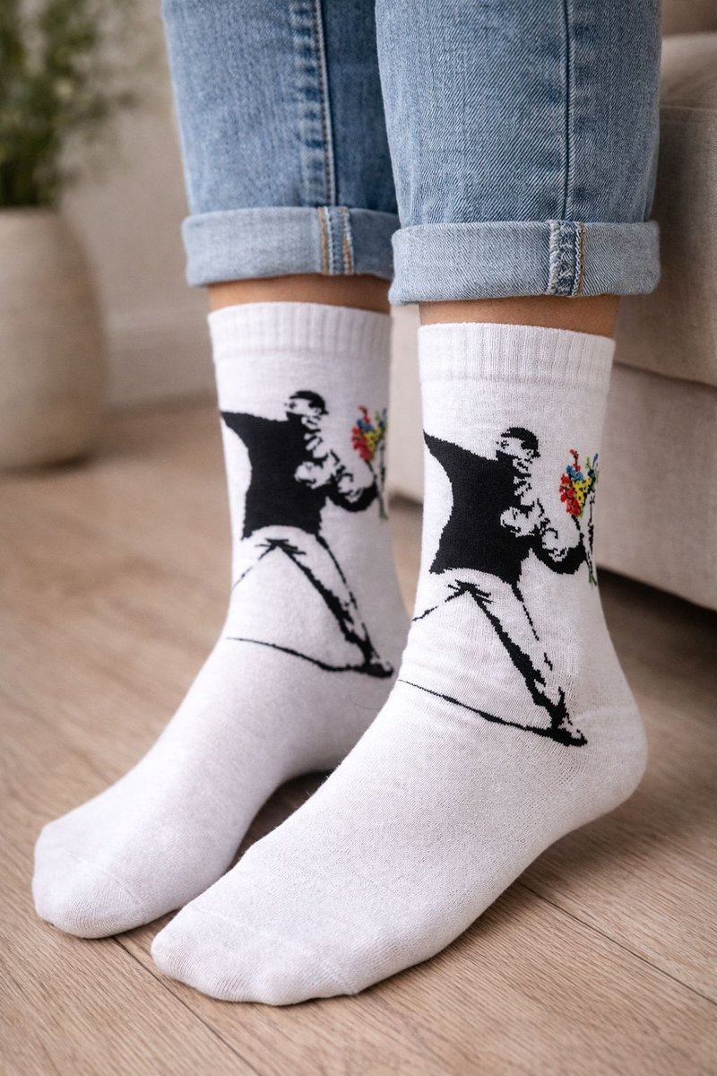 Kunstsokken - Banksy Sokken – Street Art Design | Maat 46–49