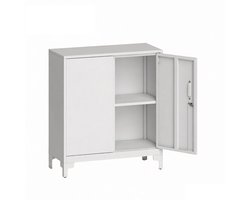 Kantoor archiefkast met slotdeuren opbergkast zijkast dubbel ontwerp stevige metalen frame modern minimalistisch ontwerp anti-tip band geschikt voor thuiswerkplek of kantoorruimte 80x35x91 cm wit