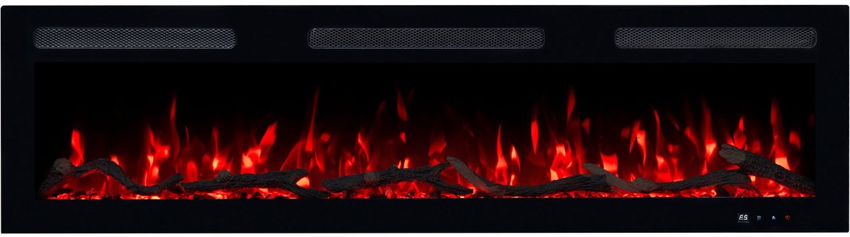 Sfeerhaard Elektrisch MONARCH 107 - premium vlam - voor wand en inbouw - 107x13x35 cm - Elektrische LED-haard met verwarming 900/1800 W