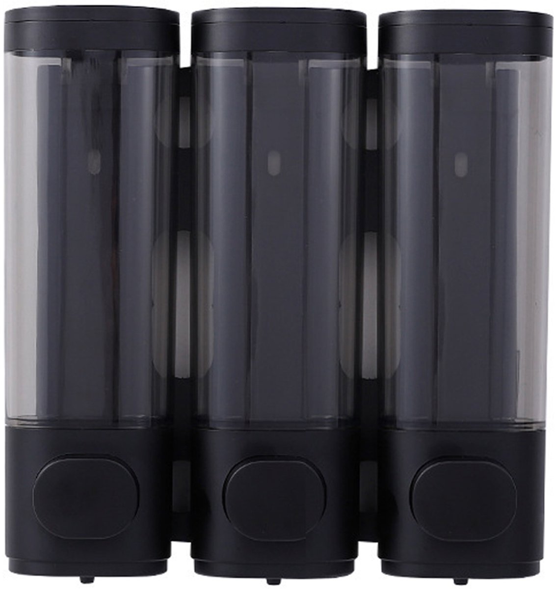 longziming - Zeepdispenser Wandmontage - 3-in-1 Shampoo Douchegel Conditioner Dispensers - Zonder Boren, Anti-Lek, Gelijkmatige Vloeistofafgifte - Zwart