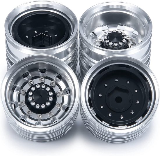 4 Stuks Metalen Achterwiel Velgen voor 1/14 Tamiya Tractor Trucks en Trailers van Merkloos	 — afbeelding 5