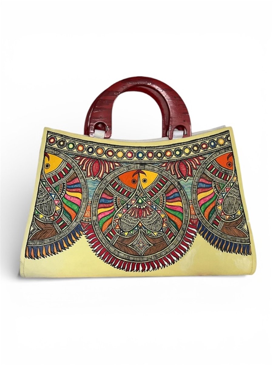 N3 Collecties Dames clutch/tasje in Madhubani handgeschilderde stijl (zonder Schouderriem)