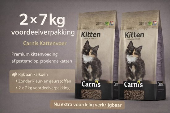 Carnis kattenvoer Kitten 2x 7 kg Voordeelpakking - Kat