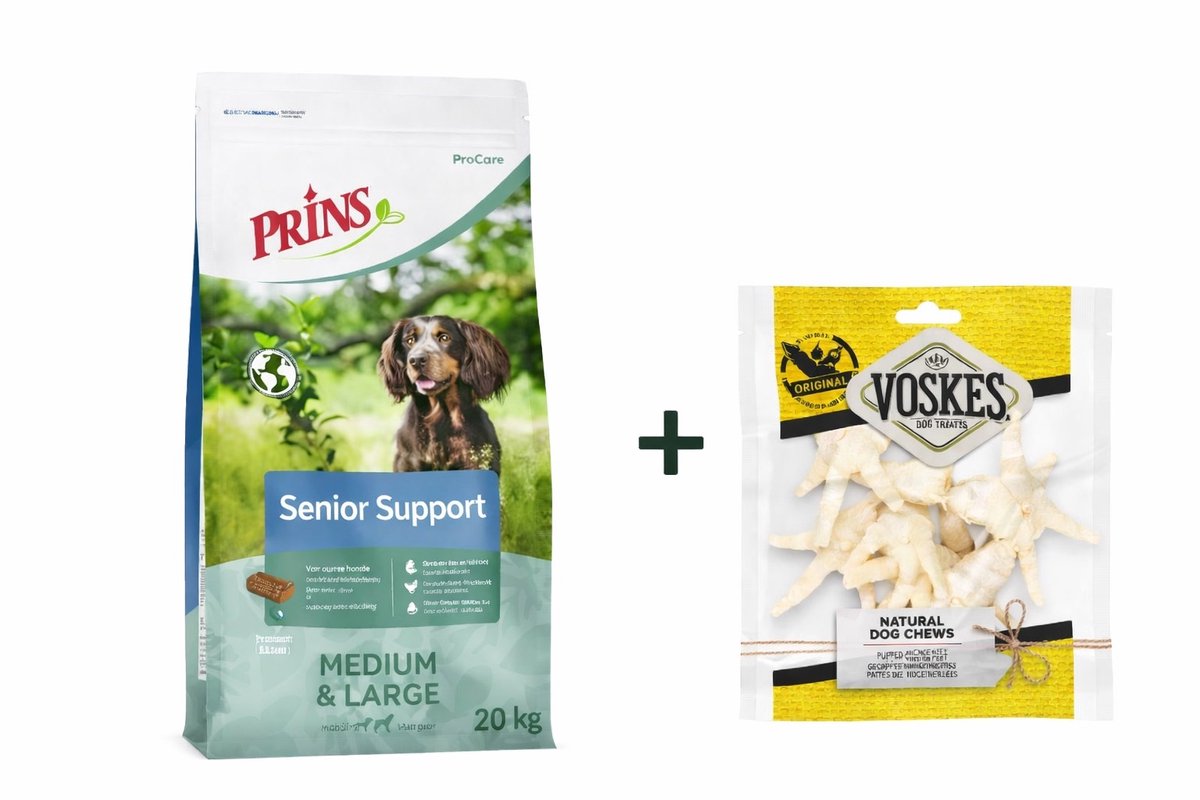 Prins ProCare Senior Support 20kg - 100 gram Voskes Gepofte Kippenpoten