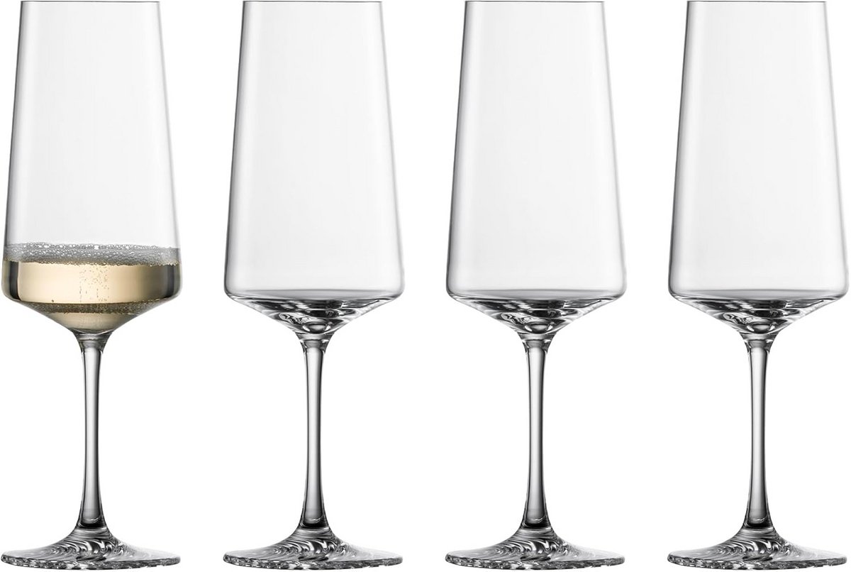 Set van 4 Kristallen Wijnglazen met Getextureerde Voet