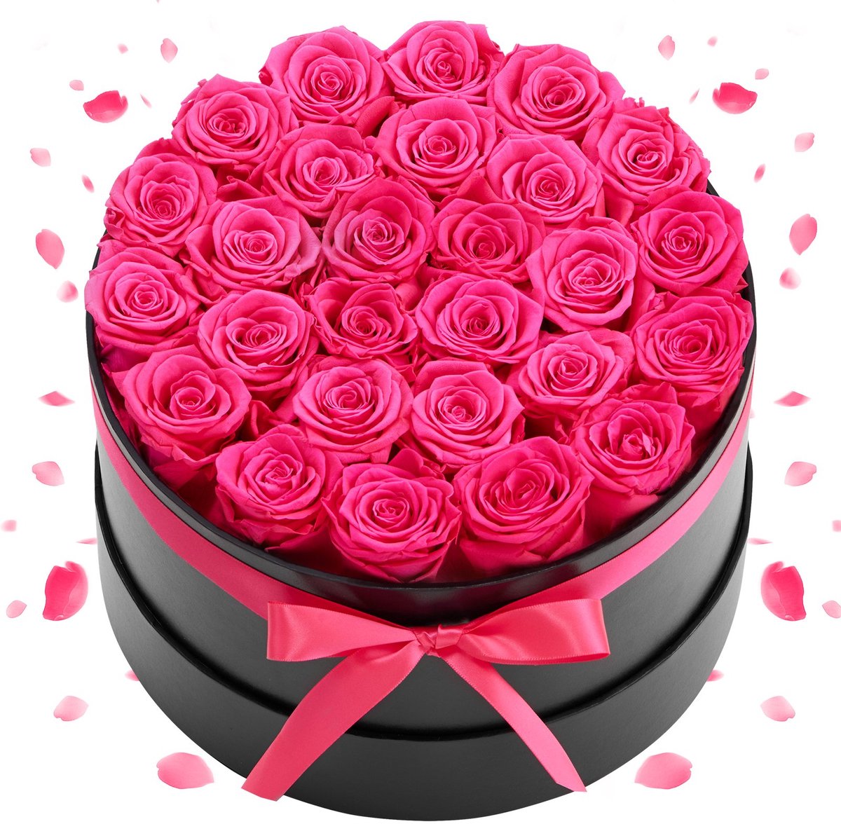 Eeuwige Rozen - Ronde Rozenbox - 27 Stuks - Geconserveerd - Langhoudbaar - Luxe Cadeau - Rozenrood