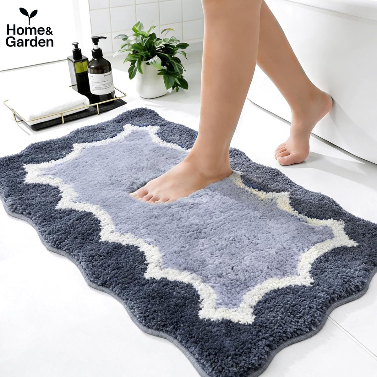 Home&Garden Luxe Badmat – Anti‑Slip – Zacht & Absorberend – 80×50 cm – Blauw – Sneldrogend – Badkamer Mat