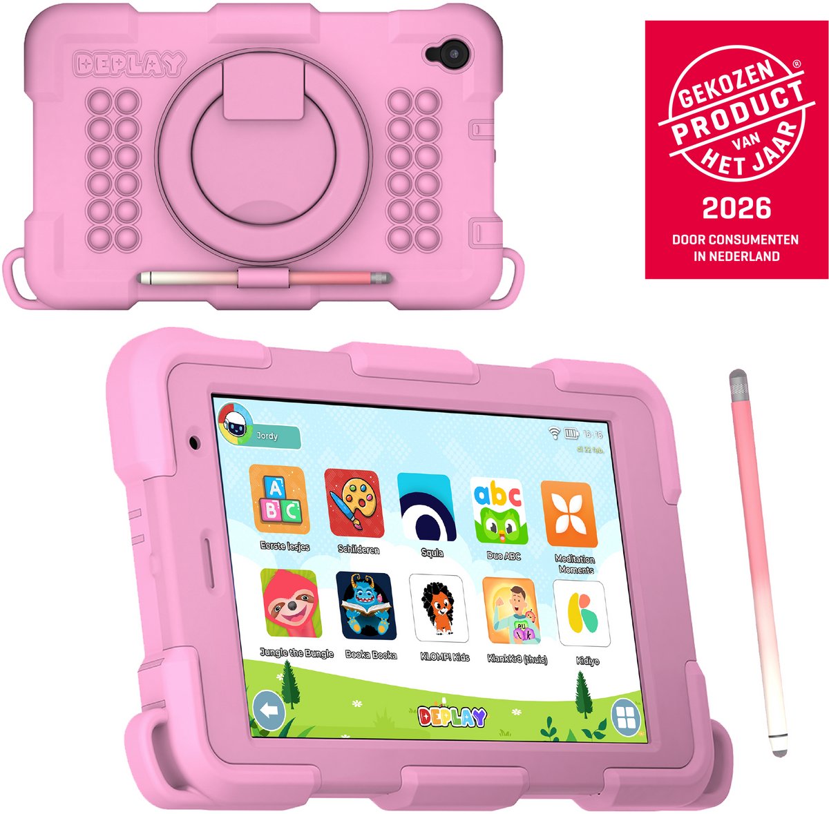 DEPLAY Kids Tablet SMART - 8 inch - 64 GB - Rood - Wi-Fi