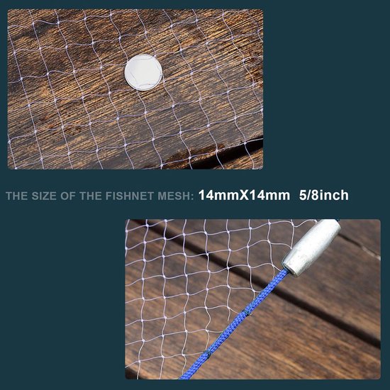 Grote Werpgarnnet - 3 M - 5/8 Inch Nylon Visnet met Loodzware Bodem — afbeelding 2