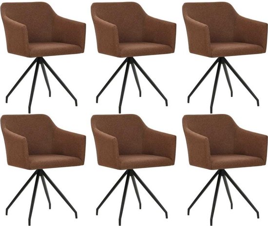 Moderne Eetkamerstoelen 360° Bruin set van 6 STUKS Stof / Eetkamer stoelen  / Extra... | bol.com