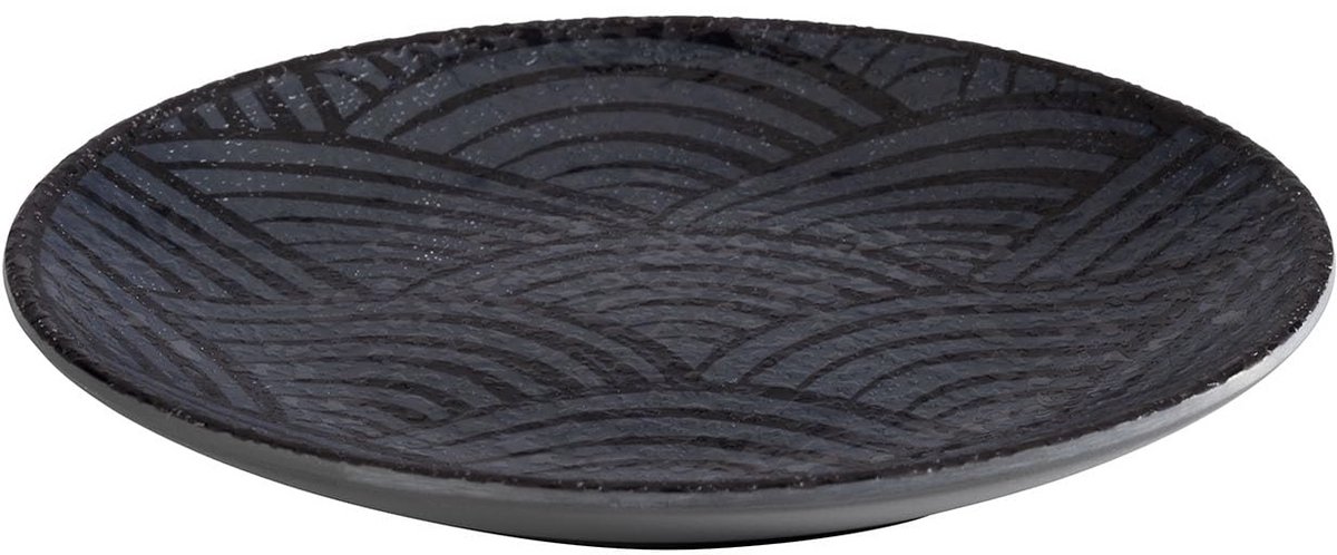 Zwart Melamine Bord 'Dark Wave' Rond Klein - 14,5 cm