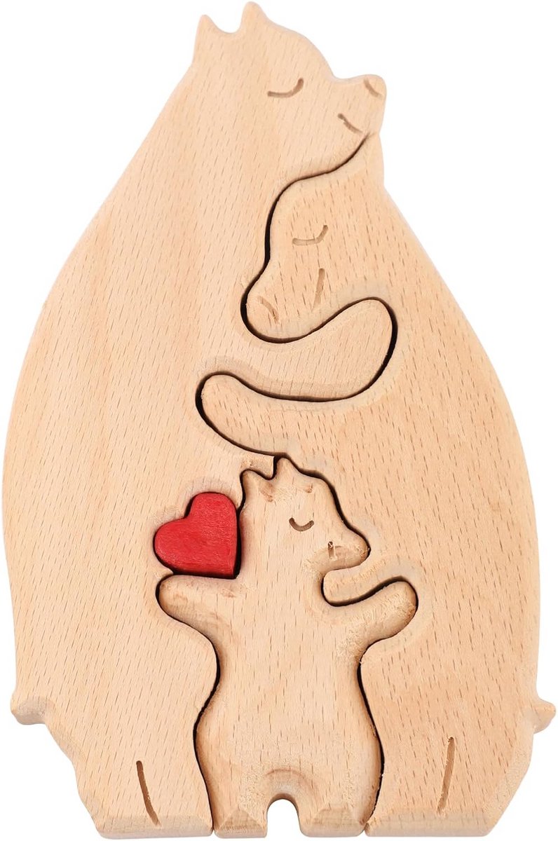 Houten Familie Puzzel met Beren - Uniek Cadeau voor Ouders en Gezinnen