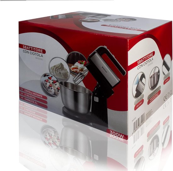 AMA® Mixer met Mengkom - Keukenmachine - Handmixer - Zwart - 26x40x45cm van Merkloos — afbeelding 4