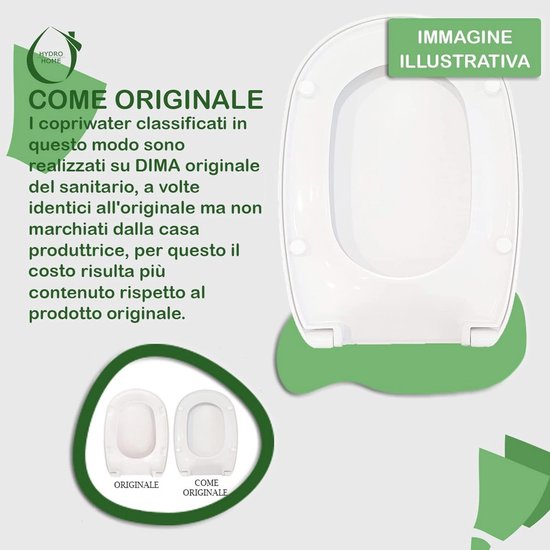 HYDRO HOME WC-bril, toegelaten / compatibel met Gemma 2 Dolomite Duroplast wit met softclosemechanisme en snelsluiting