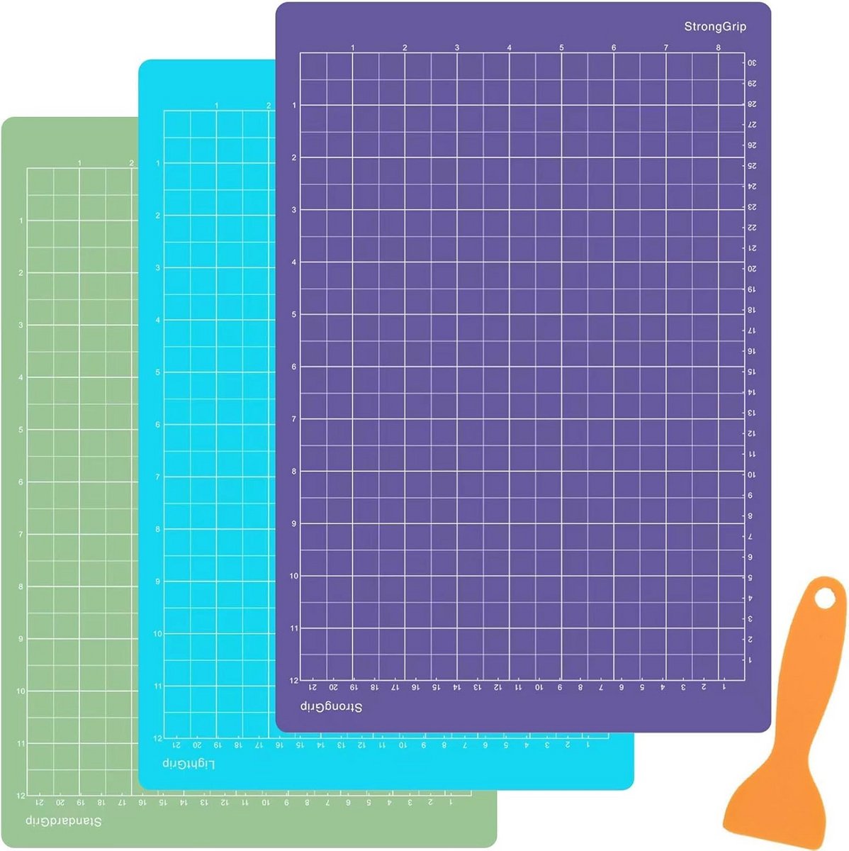 Set van 3 Zelfklevende Snijmatten (Standaard, Licht en Sterke Grip) voor Cricut Joy Xtra - Inclusief Schraper