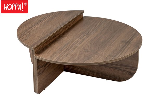 Hoppa! Table basse - Table à café - Noyer - 80 x 80 x 32/37 cm (L x P x H)