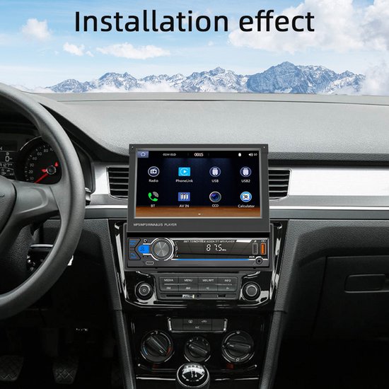 Autoradio - 7 inch, geschikt voor CarPlay - Handmatig uitschuifbaar touchscreen, compatibel met Android Auto | Bluetooth 5.1 MP5-speler, aftermarket-model