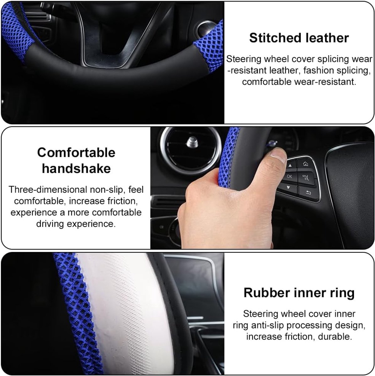 Autostuurhoes, ademend, 38 cm, antislip, autoaccessoire (blauw) – foto 6
