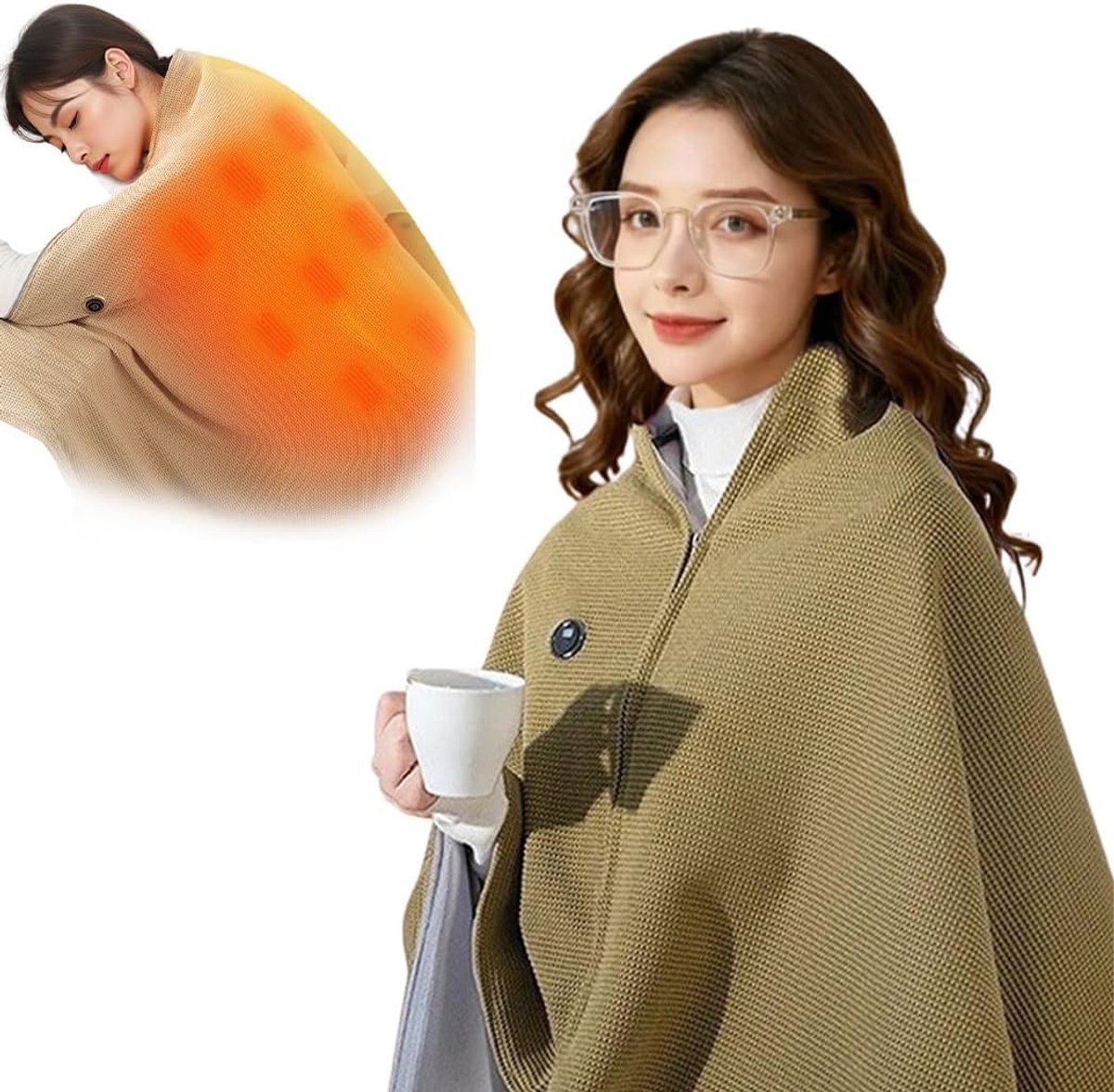 Draagbare Verwarmde Sjaal met 3 Warmtestanden - Beige