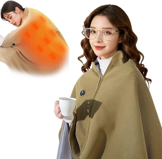 Draagbare Verwarmde Sjaal met 3 Warmtestanden - Beige - Draagbare - €29,99