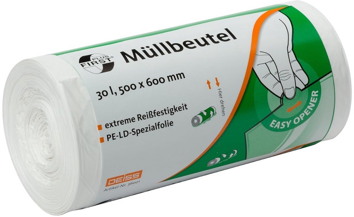 Vuilniszakken 30 Liter Wit - 50x60 cm - Extra Sterk en Scheurbestendig (50 Stuks)