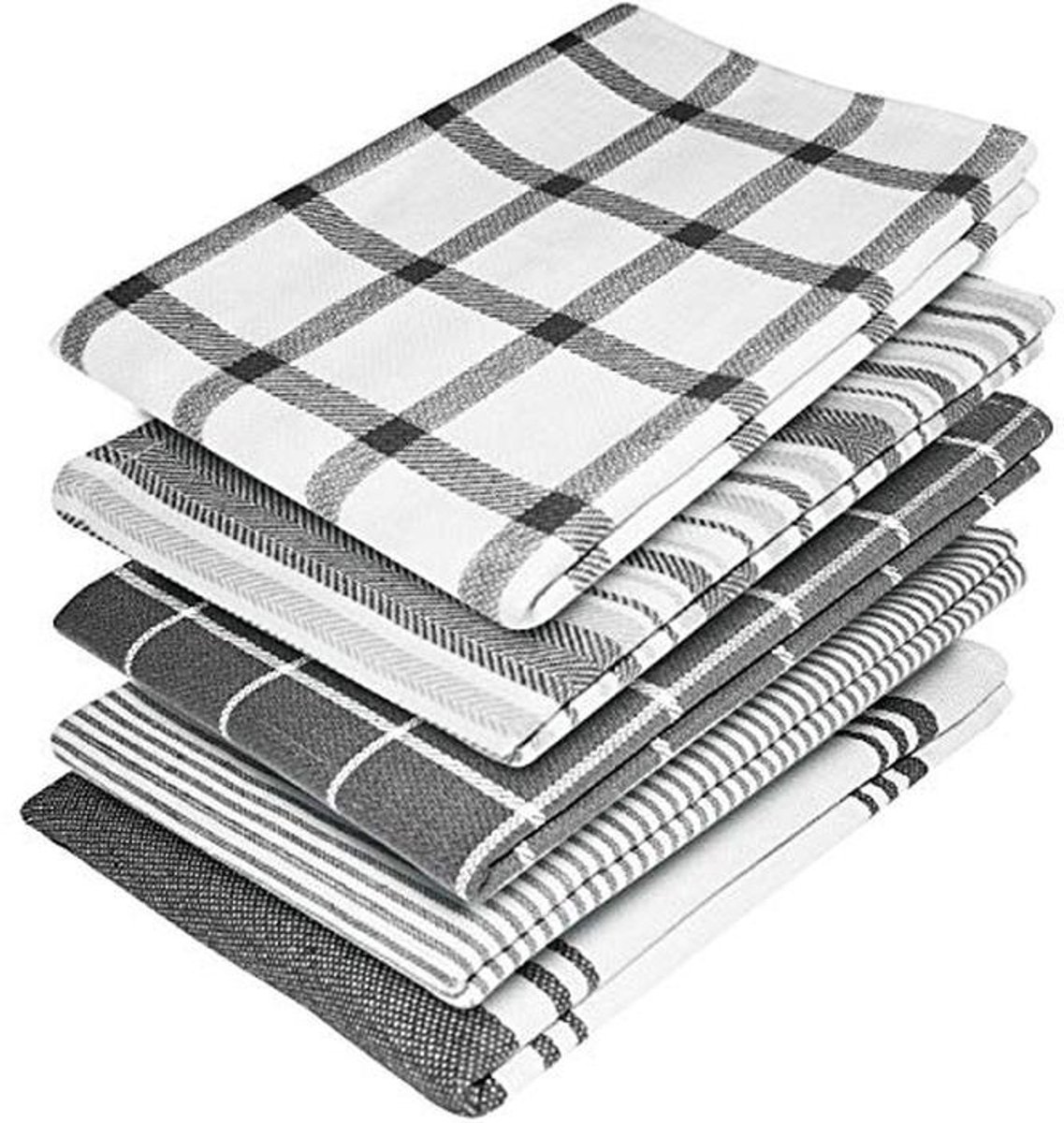 Set van 5 absorberende theedoeken - 100% katoen, 70 x 50 cm, pluisvrij en duurzaam