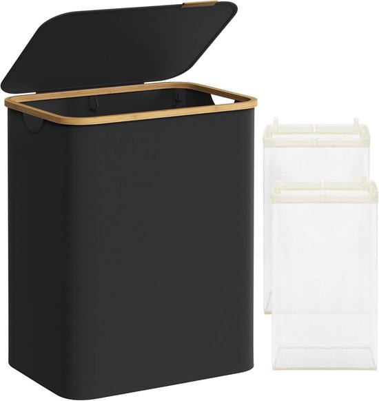 SONGMICS wasmand 100 L, wasmand van bamboe, waskist