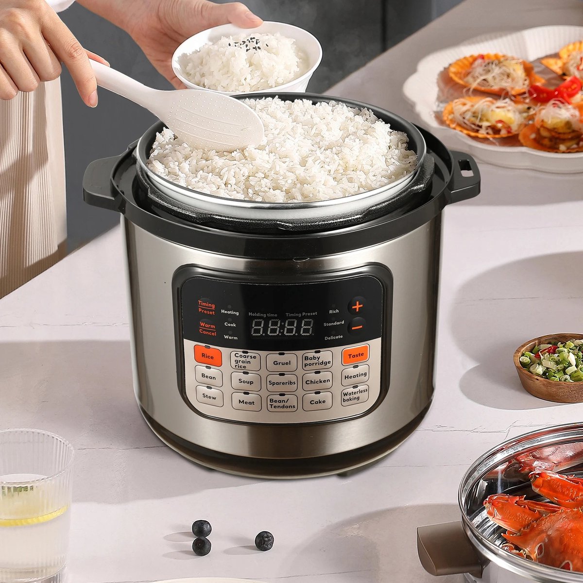 Elektrische Multi-Cooker 6L Draagbare Rijstkoker met Veilig - afbeelding 3