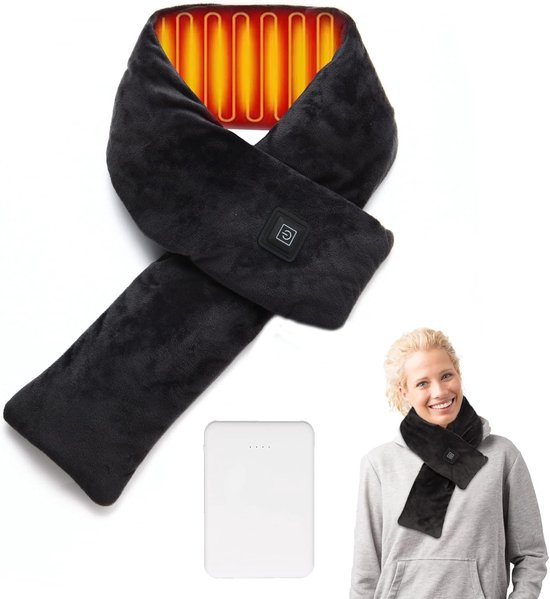 Elektrisch verwarmingskussen voor nek en schouders, draagbare warme sjaal met 3 warmtestanden, snelle opwarming, draadloze warmtegordel，80*10cm