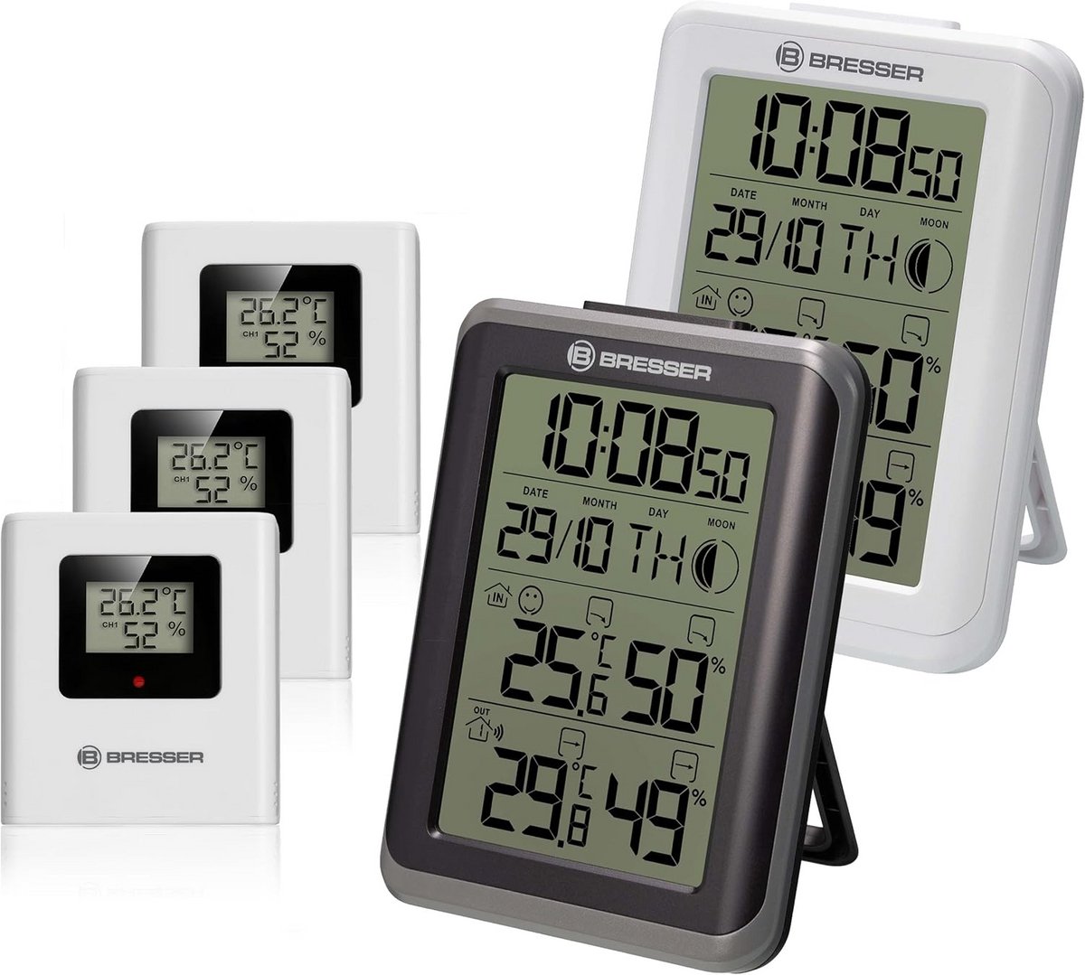 Draadloze Weerstation Set met 2 Displayunits en 3 Buitensensoren
