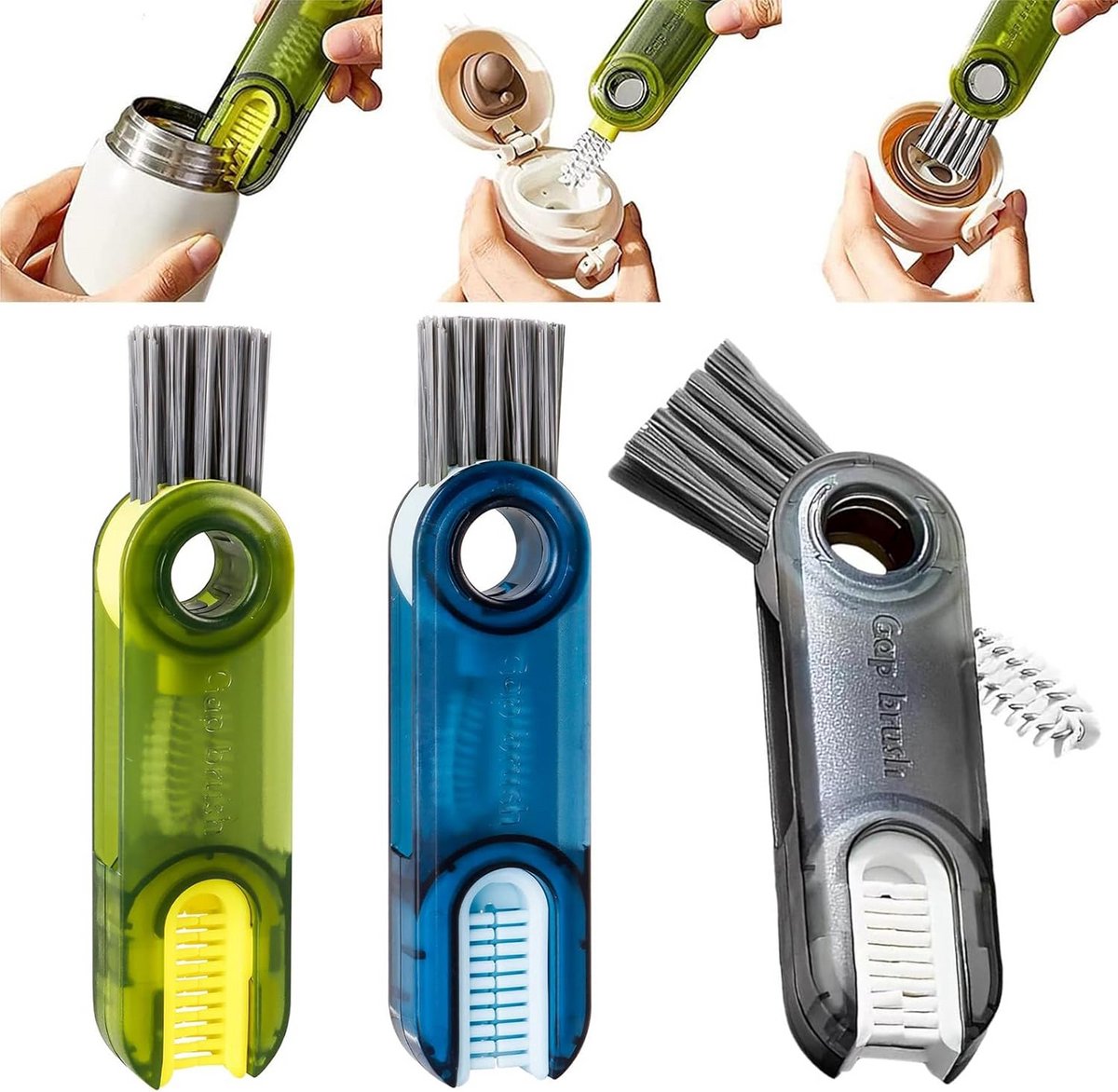 3 Stuks Multifunctionele Reinigingsborstel voor Kleine Ruimtes en Rietjes