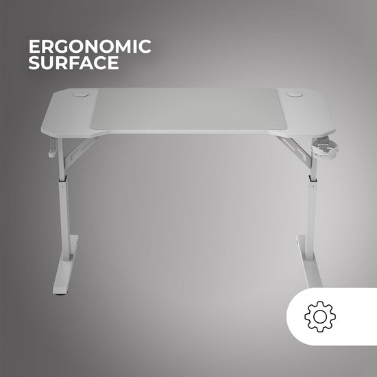 Ergonomisch In Hoogte Verstelbaar Gaming Bureau 120x60cm met XXL Muismat en Kabelmanagement - Wit van Merkloos — afbeelding 2
