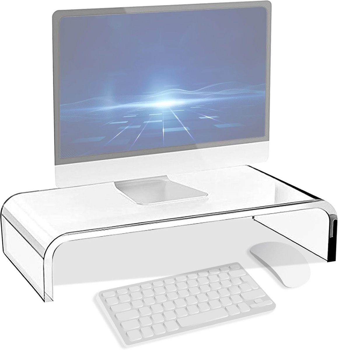 Transparante Acryl Monitorstandaard voor Desktop en Laptop Organizer