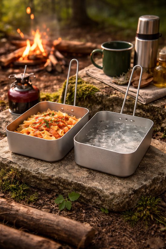 Ensemble de casseroles de camping - Gamelle - 2 pièces - Aluminium - Gamelle - Cuisine Plein air