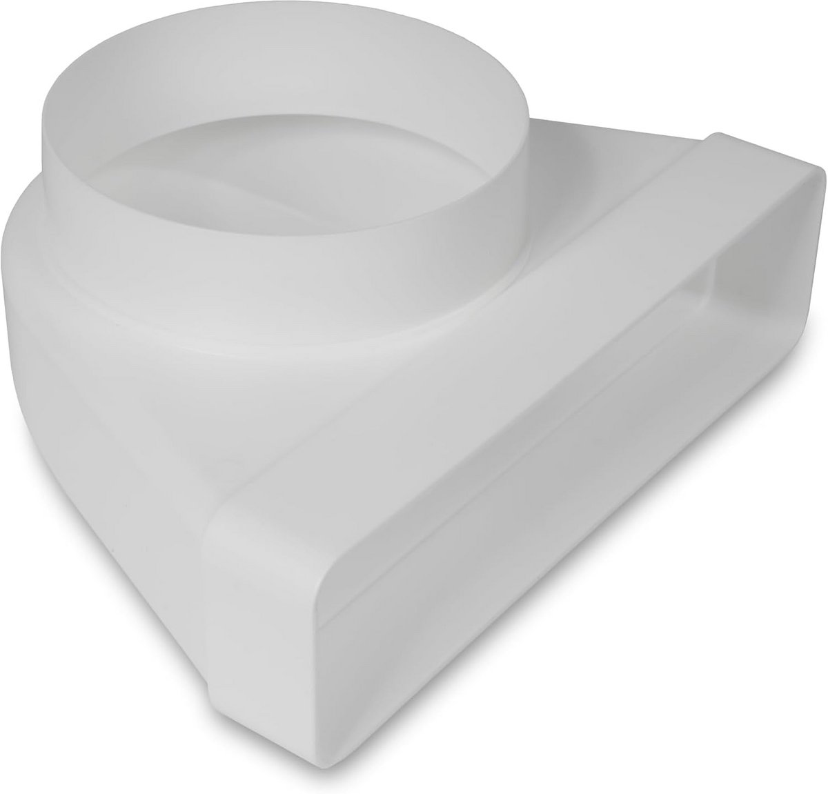 90 Graden Platte Kanaalconnector 220x55mm naar Ronde Buisaansluiting Ø125mm