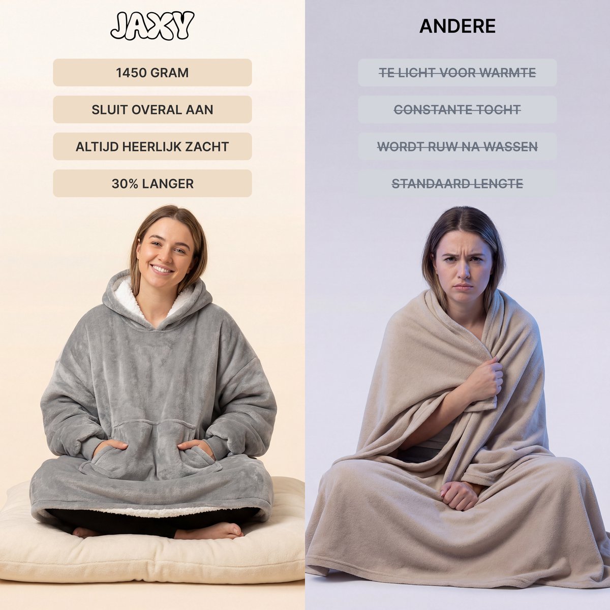 JAXY - Hoodie Deken - Snuggle Hoodie - Fleece Deken Met Mouwen - Snuggle - Cuddle Hoodie - 1450 Gram - Luipaard — cadeau in Wonen & Interieur - foto 5