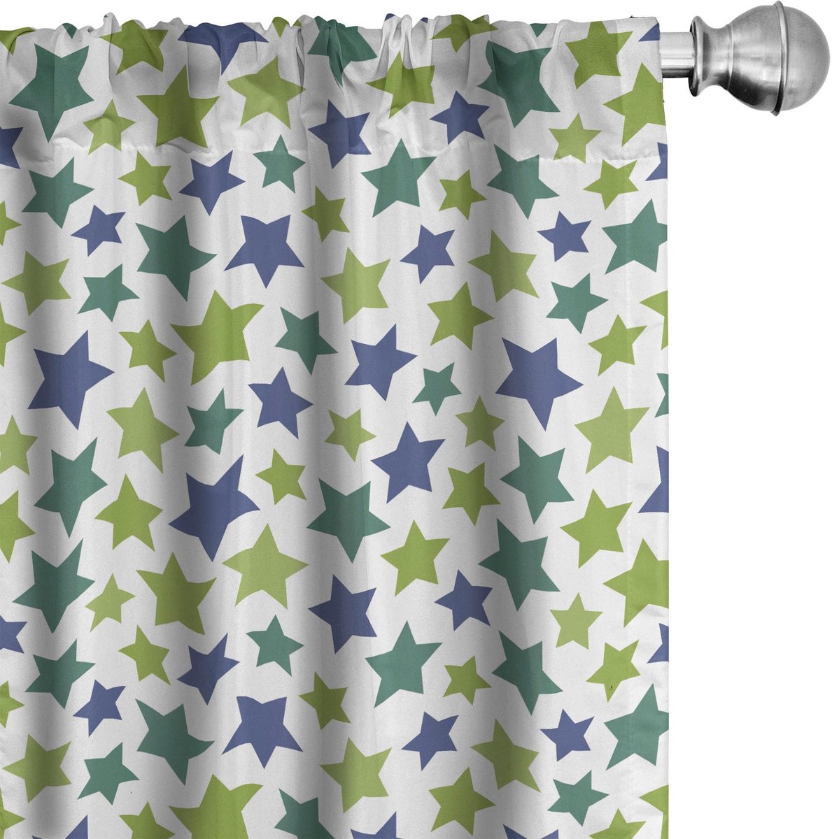 ABAKUHAUS Sterren gordijnen – 2-delige set 75x225 cm – Microvezel, halfdonker, Wit/Multicolor