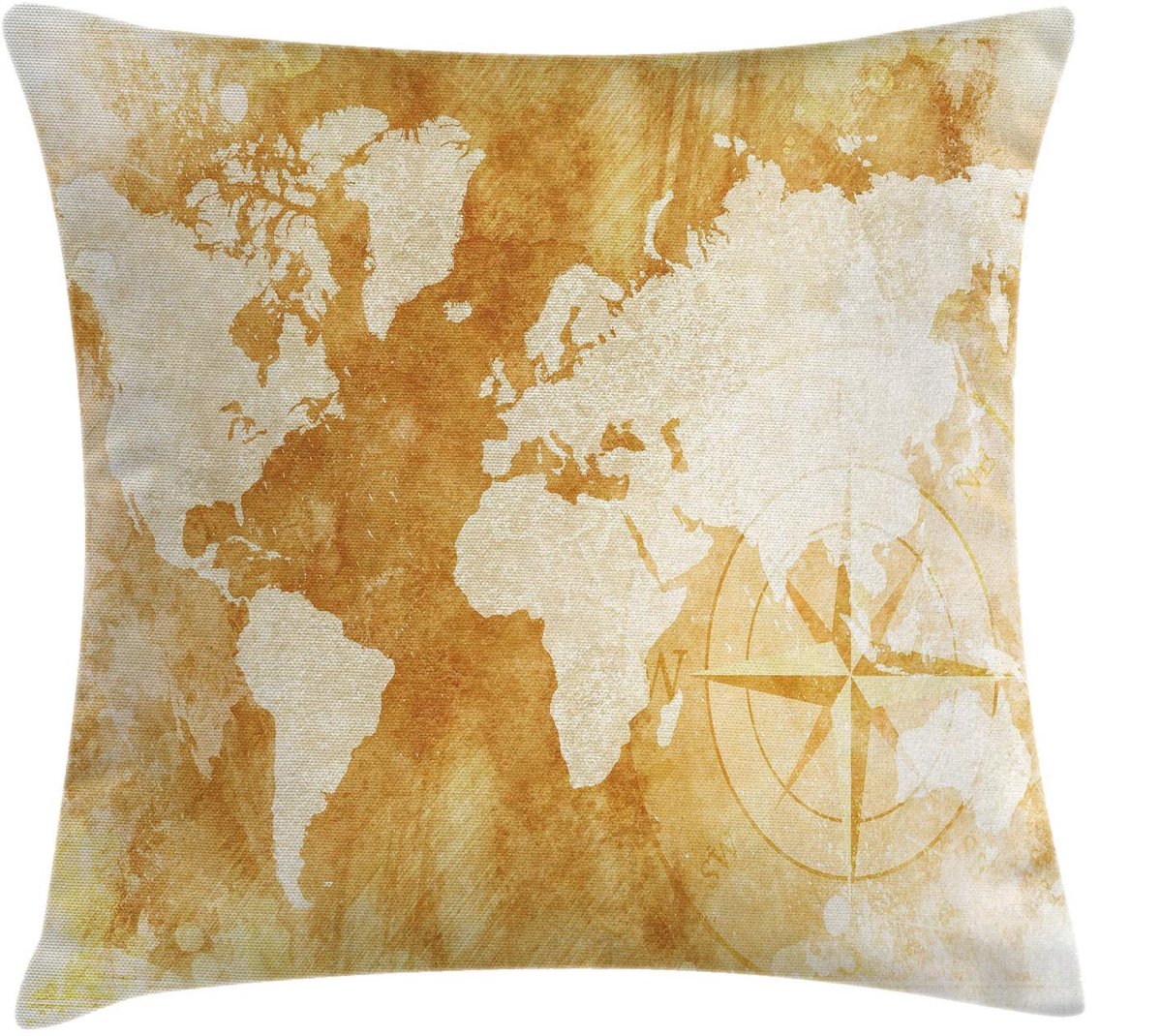 ABAKUHAUS Kompas-kussenhoes – 40x40 cm – Dubbelzijdig bedrukt, crème-tan, rits Creme Tan