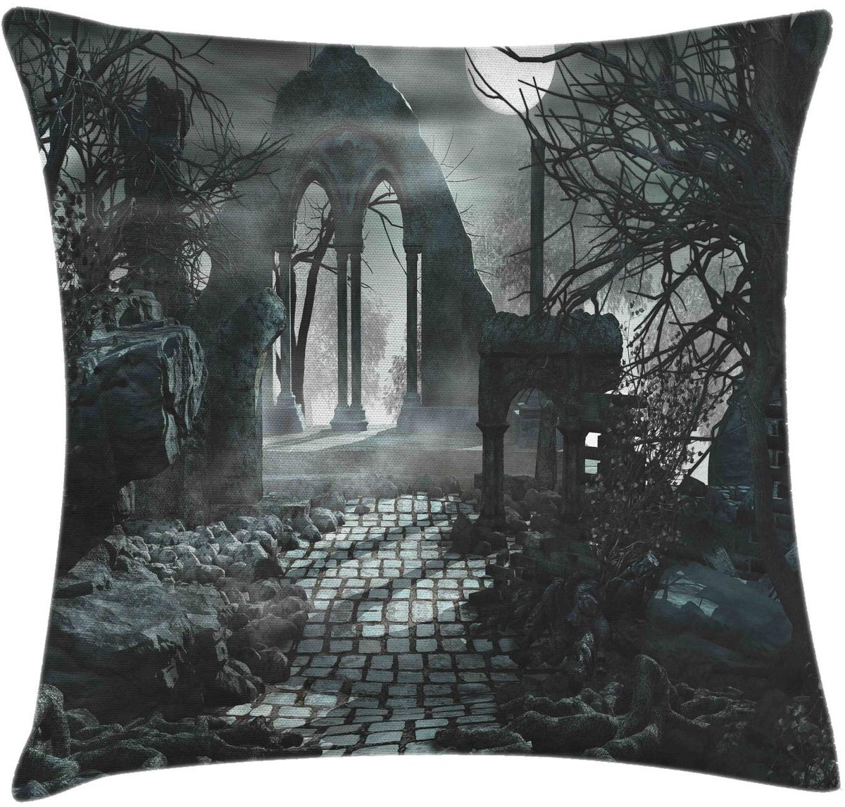 ABAKUHAUS Kussenhoes Mondzicht – Dubbelzijdig bedrukt, rits, 60x60 cm, Blauw-Grijs Blau-grau