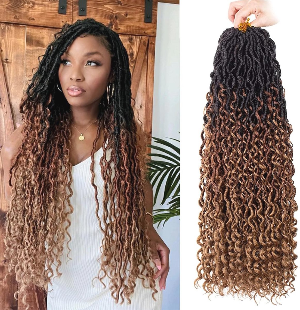 45 cm 8 Pack 3 Kleuren Faux Locs Haak Haar met Krullen