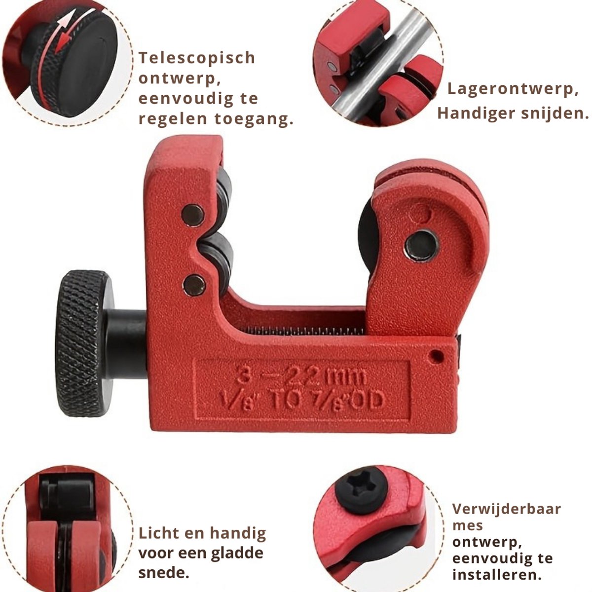 Mini Pijpsnijder 3-22 mm – Compacte Metalen Buizensnijder voor Koper, Aluminium & Messing – Lichtgewicht en Duurzaam – Ideaal voor Sanitair & Elektrisch Gebruik thumbnail 7
