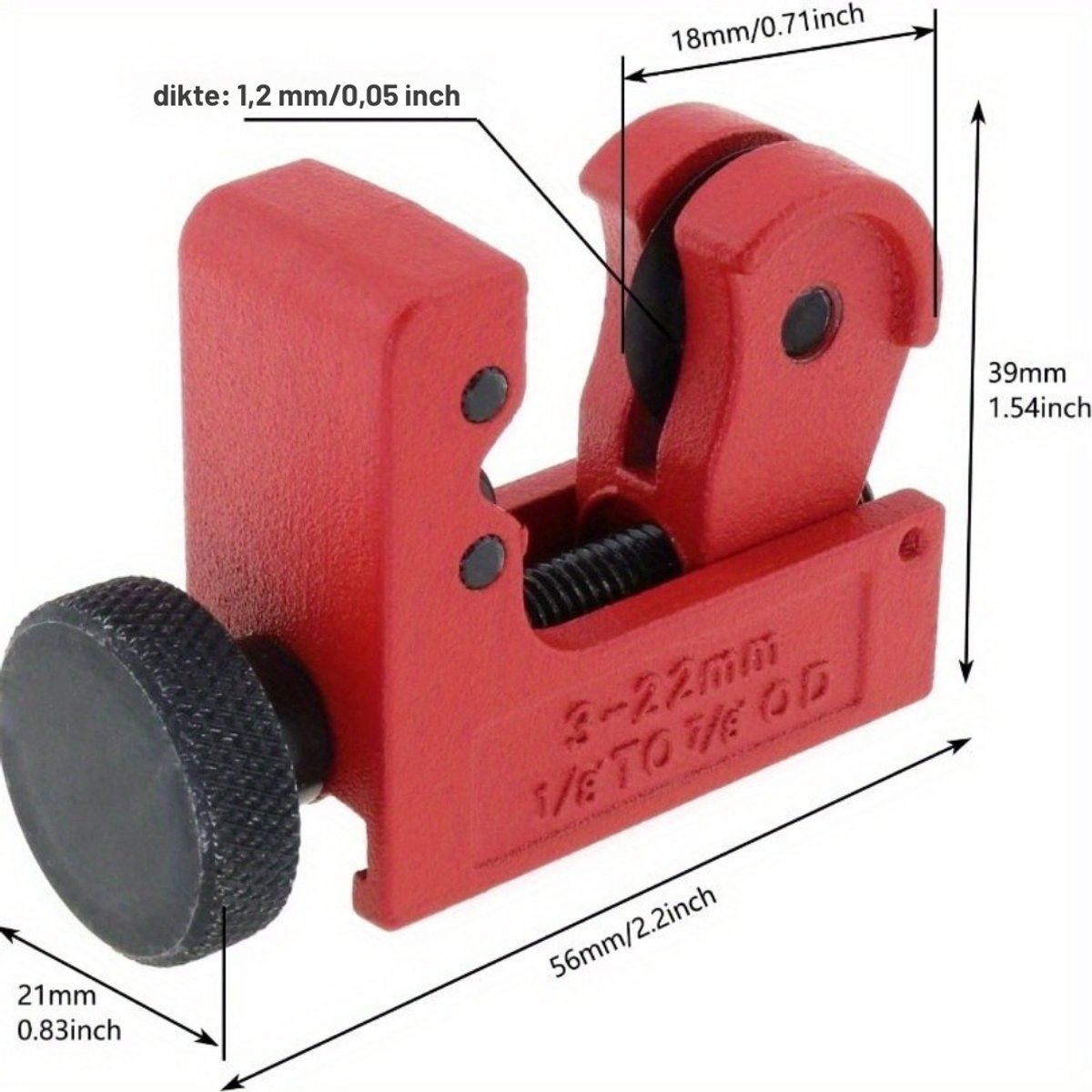 Mini Pijpsnijder 3-22 mm – Compacte Metalen Buizensnijder voor Koper, Aluminium & Messing – Lichtgewicht en Duurzaam – Ideaal voor Sanitair & Elektrisch Gebruik thumbnail 6