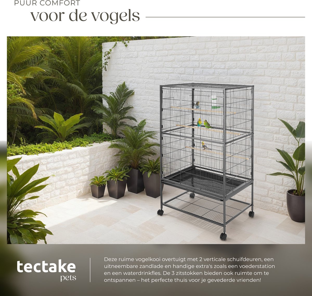 tectake Vogelkooi - Vogelkooien voor Binnen - 78 x 52 x 131 cm thumbnail 3