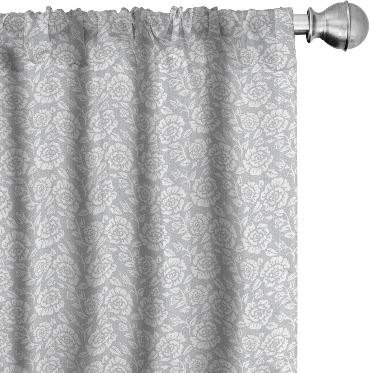 ABAKUHAUS 2x Voorhangen Microvezel 75x225 cm – Vintage rozen Grijs/Wit