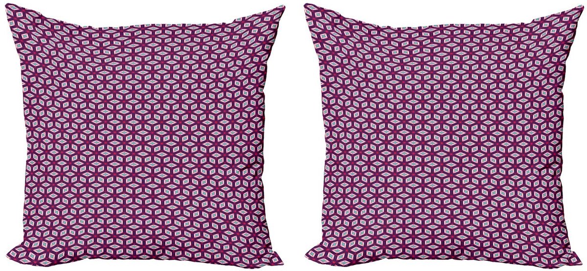 ABAKUHAUS Geometrisch Kussenhoes Set – 2x45x45 cm – Dubbelzijdig Bedrukt – Multicolor Lila
