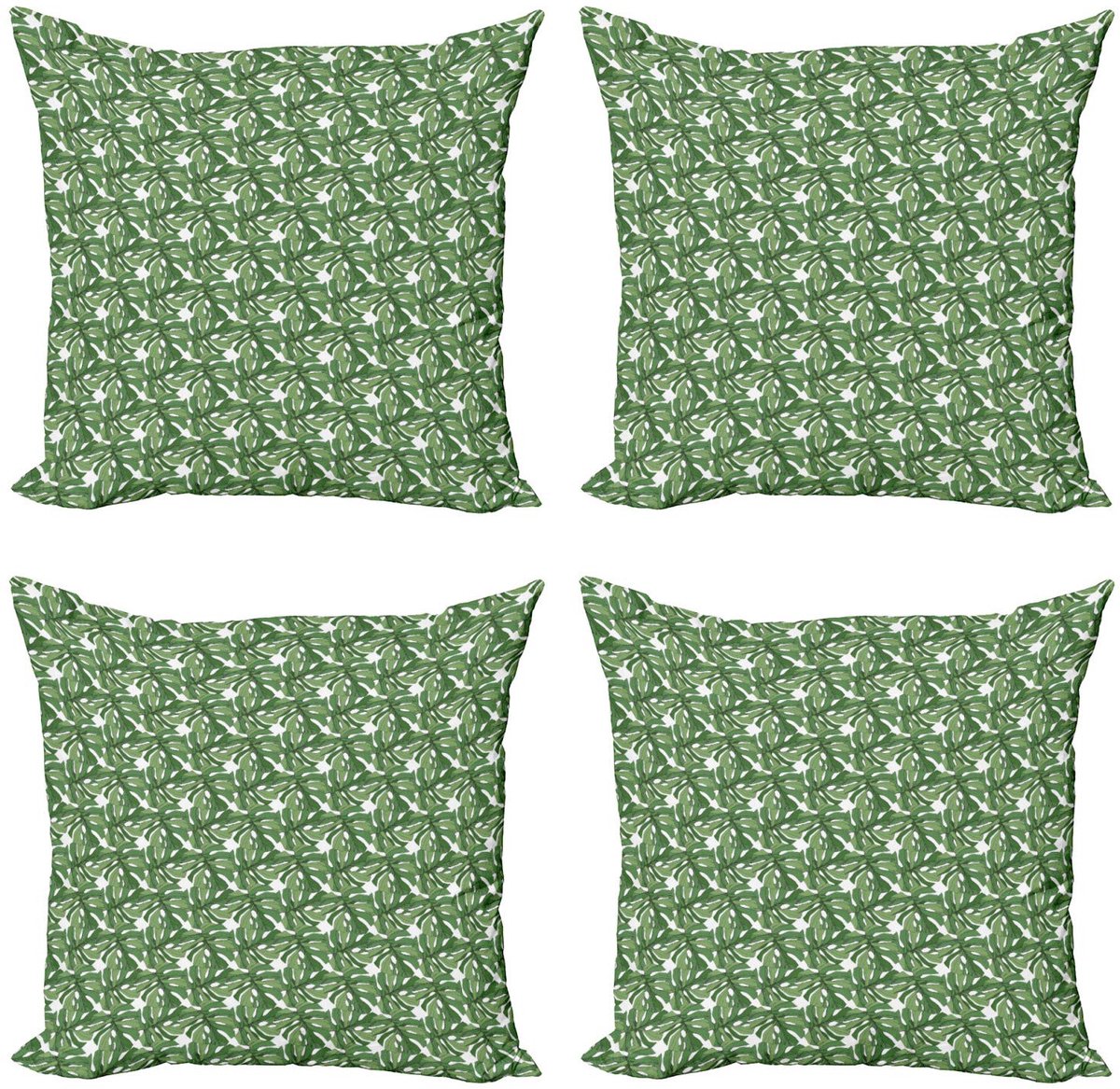 ABAKUHAUS Junglebladeren Kussenhoezen Set – 4x 40x40 cm – Dubbelzijdig bedrukt, microvezel, multicolor