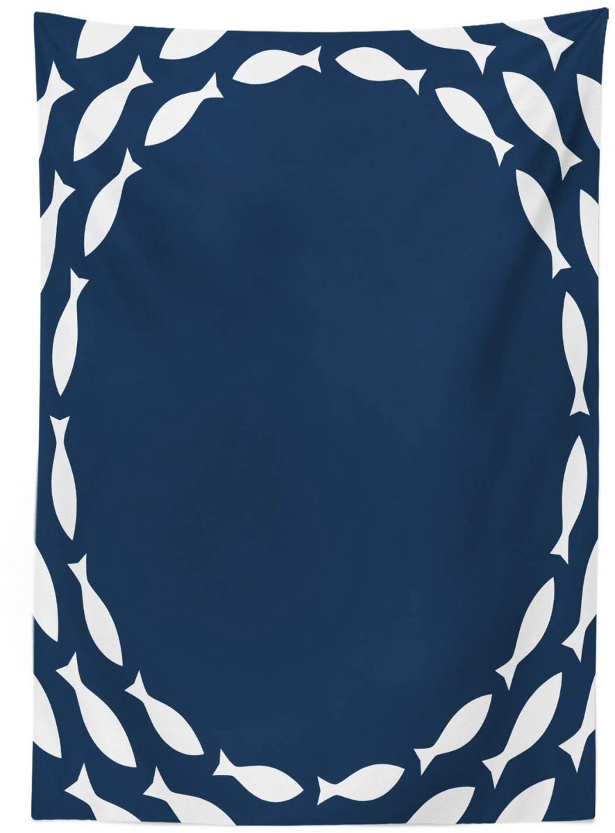 ABAKUHAUS Tafelkleed 140x170 cm – Satijn, marineblauw/wit, Wasbaar
