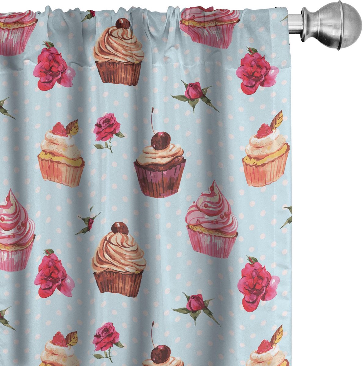 ABAKUHAUS Cupcake gordijnen – 2x75x175 cm – microvezel veelkleurig Mehrfarbig