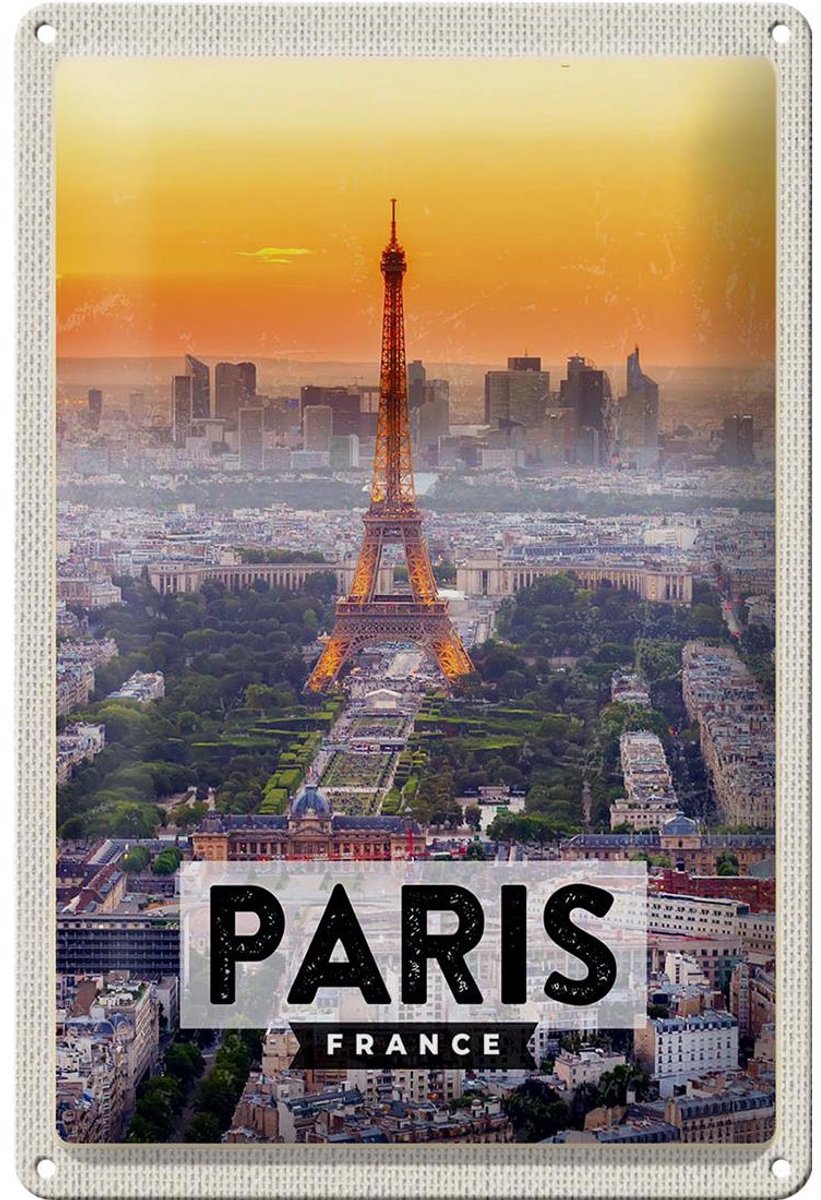 Blechschild Reise 20x30cm Paris Frankreich Eiffelturm