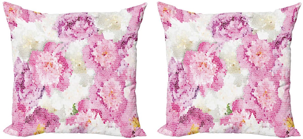 ABAKUHAUS Kussenhoes Set 50x50 cm – Dubbelzijdig bedrukt – microvezel Wit
